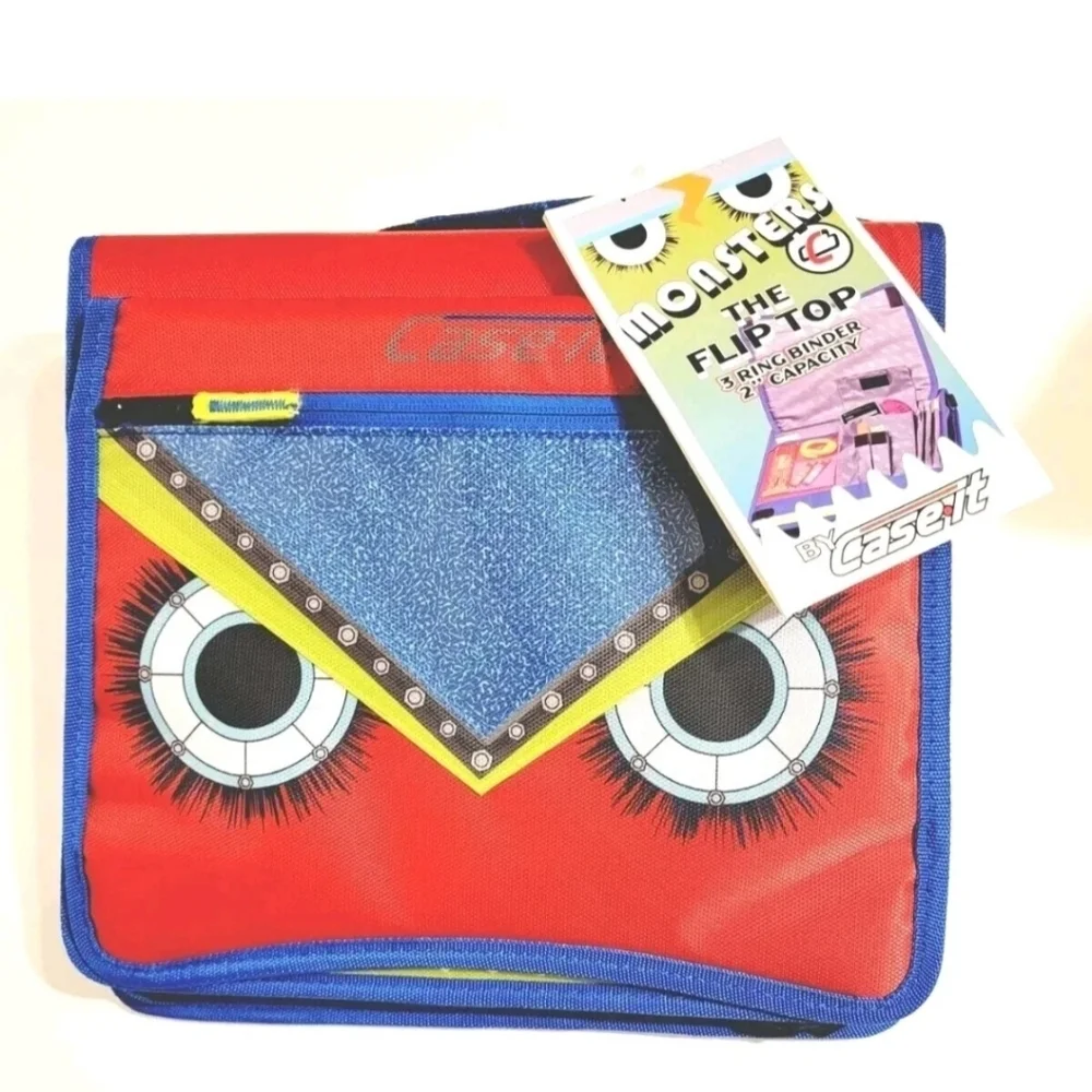 Case-it Monster Flip Top Kids Bag - Red and Blue - Picture 1 of 12